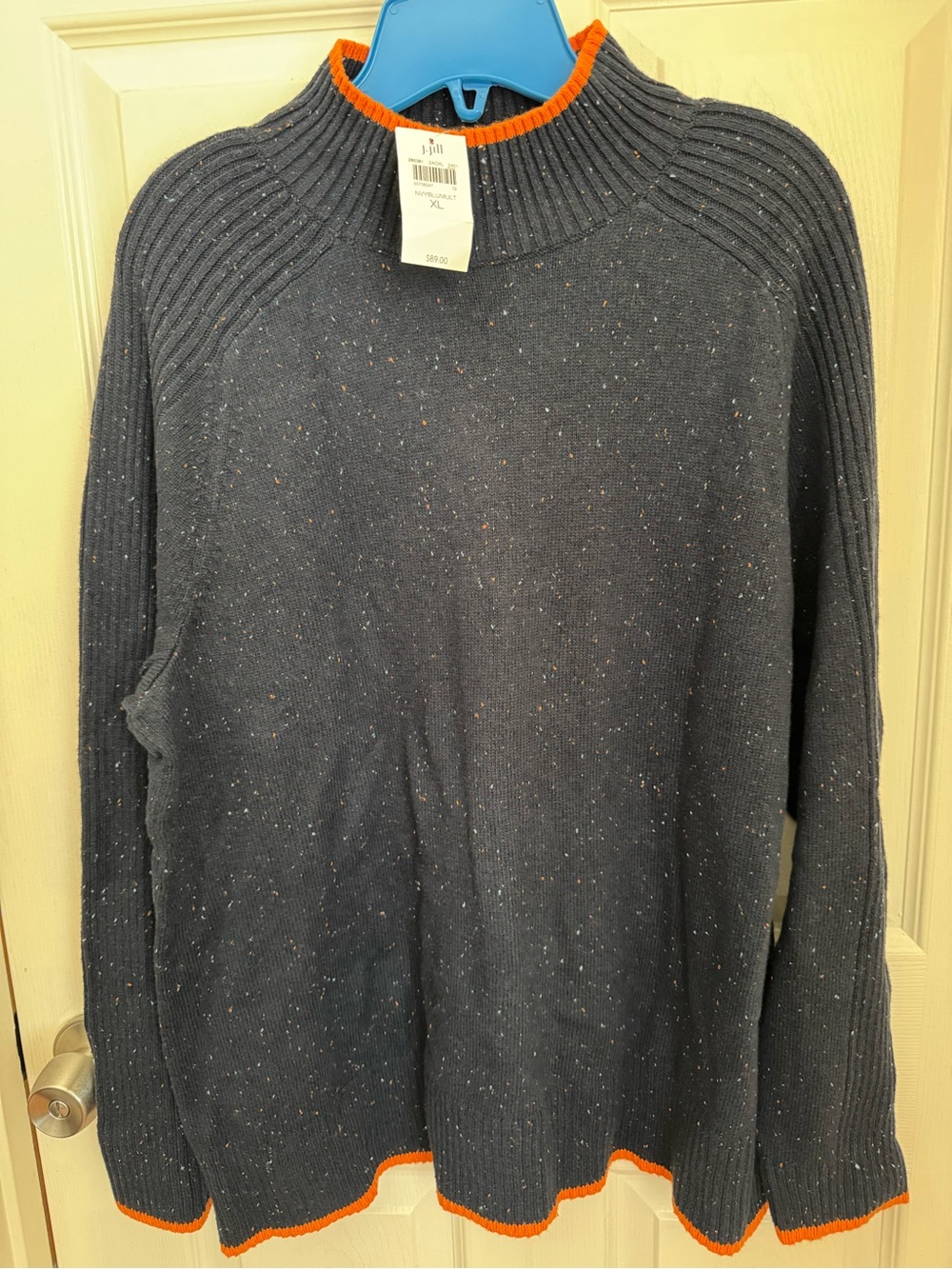 J. Jill Pure Jill Cotton Blend Knit Navy Blue Sweater [Size XL]. NWT - Picture 6 of 13